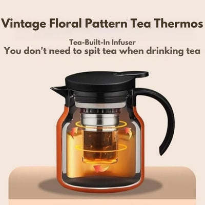 Vintage Floral Pattern Tea Thermos