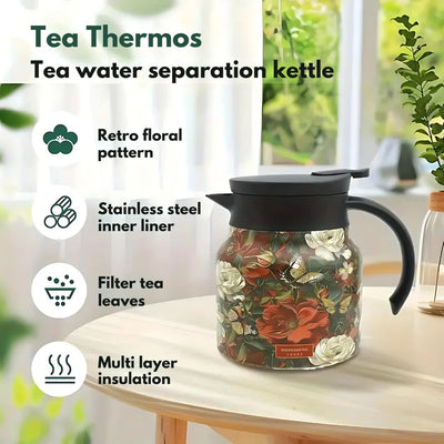 Vintage Floral Pattern Tea Thermos