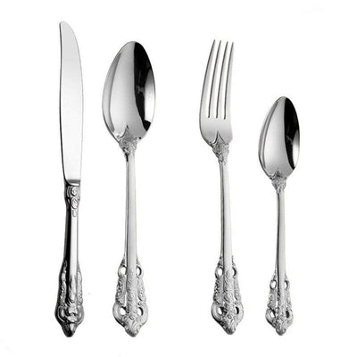 Gold Stainless Steel Cutlery Set – Elegant Silhouette Design