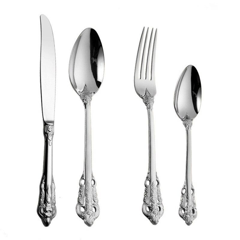 Gold Stainless Steel Cutlery Set – Elegant Silhouette Design