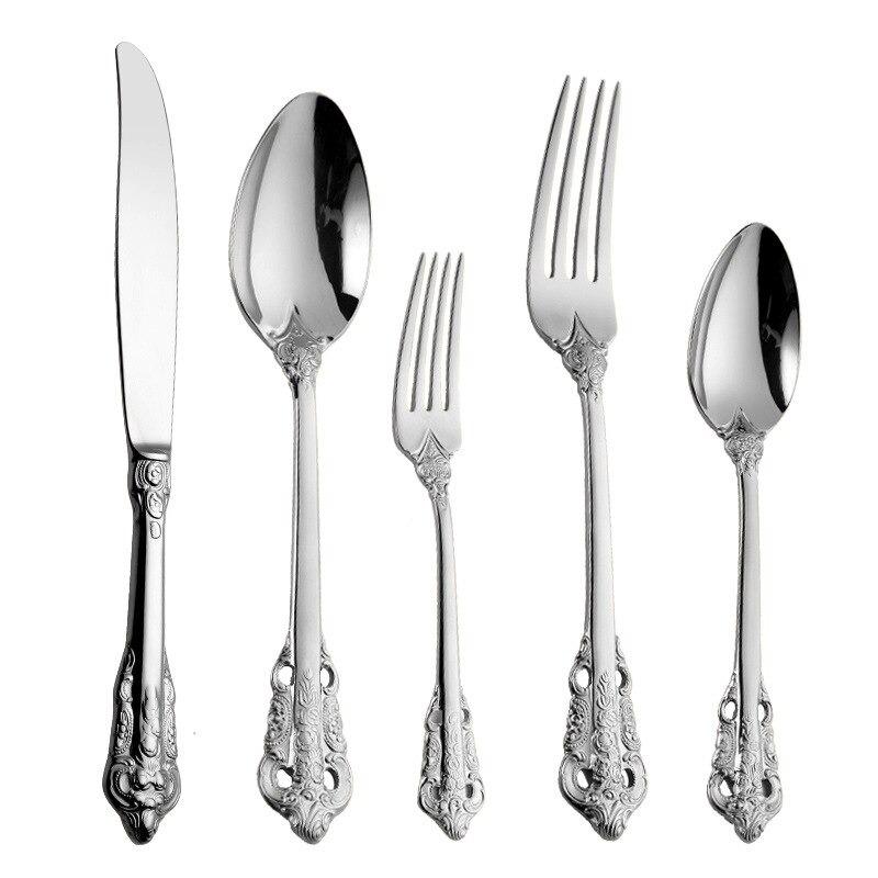 Gold Stainless Steel Cutlery Set – Elegant Silhouette Design