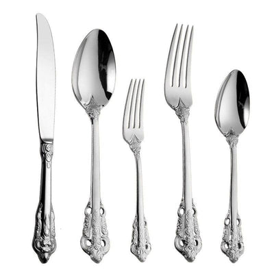 Gold Stainless Steel Cutlery Set – Elegant Silhouette Design