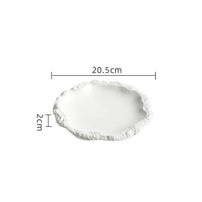Rock Pattern Edged Ceramic Serving Plate for Stylish Dining