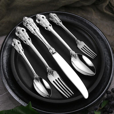Gold Stainless Steel Cutlery Set – Elegant Silhouette Design