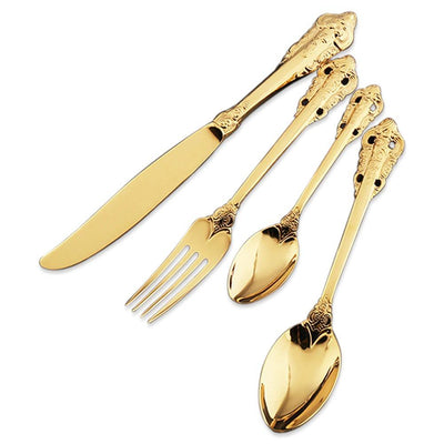 Gold Stainless Steel Cutlery Set – Elegant Silhouette Design