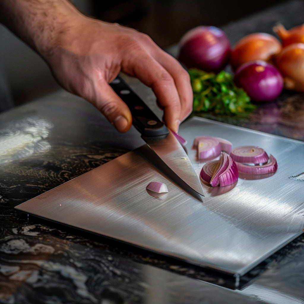 Premium Antibacterial Steel Cutting Board - Knife-Friendly